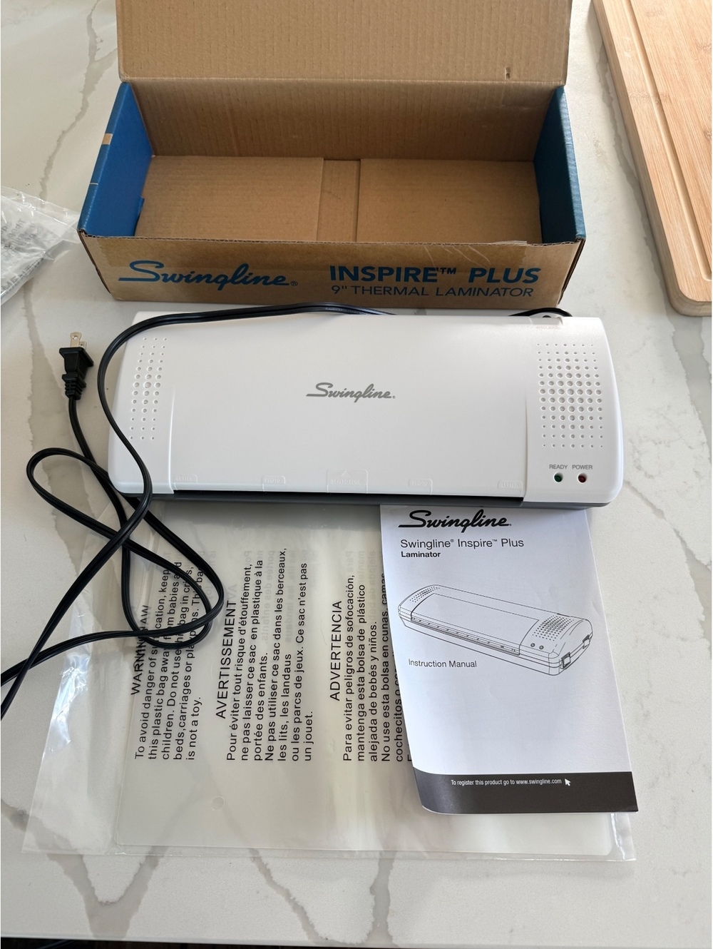 Swingline Inspire Plus thermal laminator with box and manual